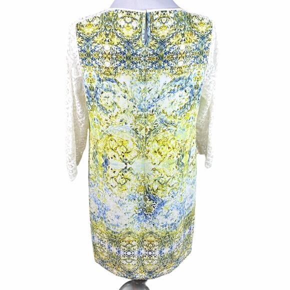 Ivanka Trump Floral and Lace Dress Green Blue Size 12 - Picture 2 of 10